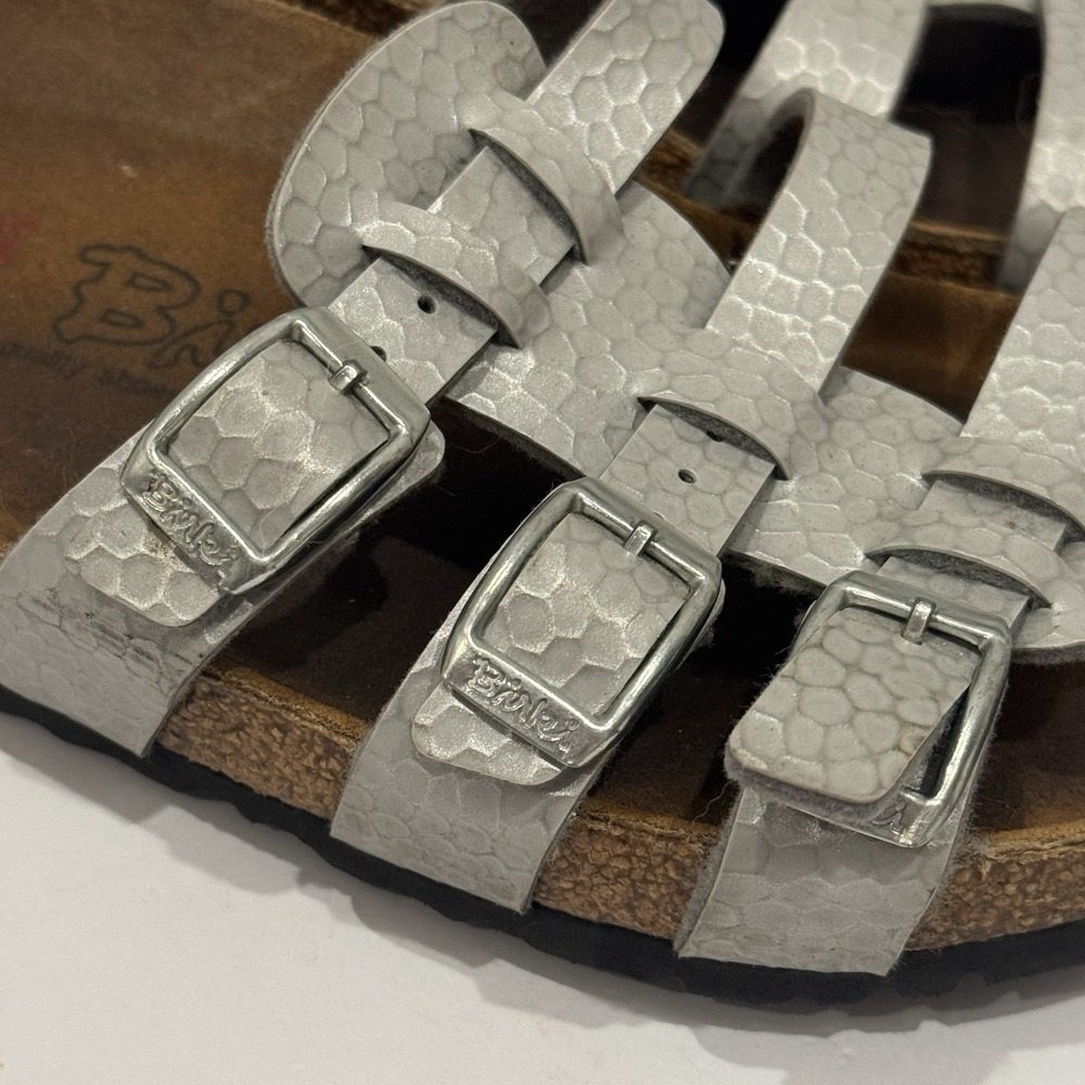 Birkie Birkenstock Florida 3 Strap Slip On Sandal Silver Women's 7-7.5 EU 38 - Picture 4 of 7